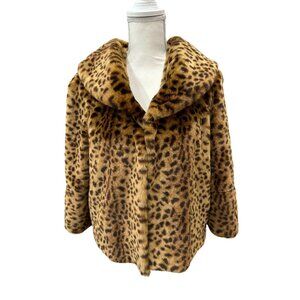 VIA Animal Print Faux Fur Jacket Coat Size Medium
